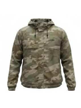 OSIRIS Mens Windbreaker Jacket Hood Lightweight Green Camo Print Size Small